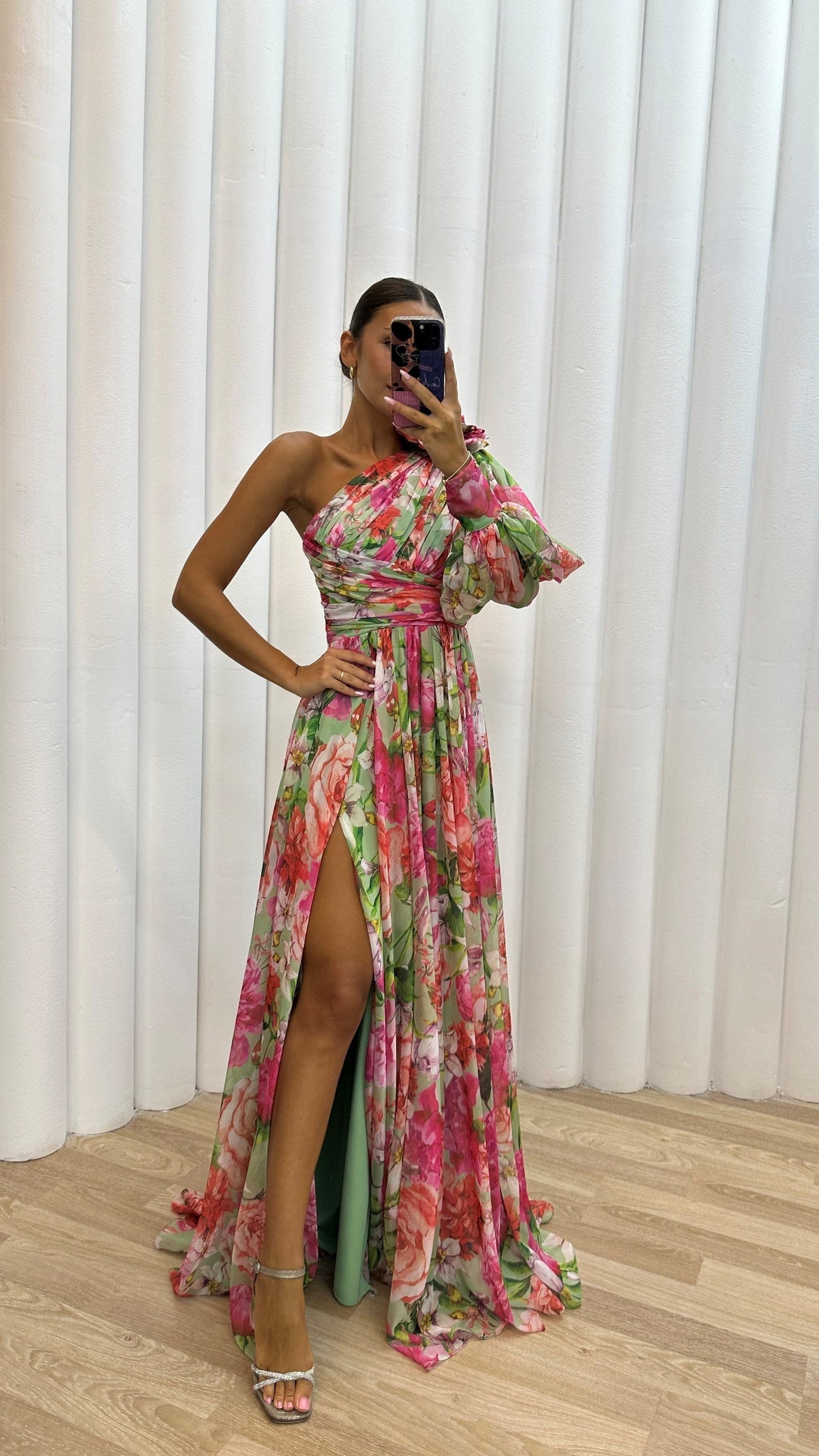 Yakira One Shoulder Dress | Women’s Floral One-Shoulder Dress with Flowy Skirt