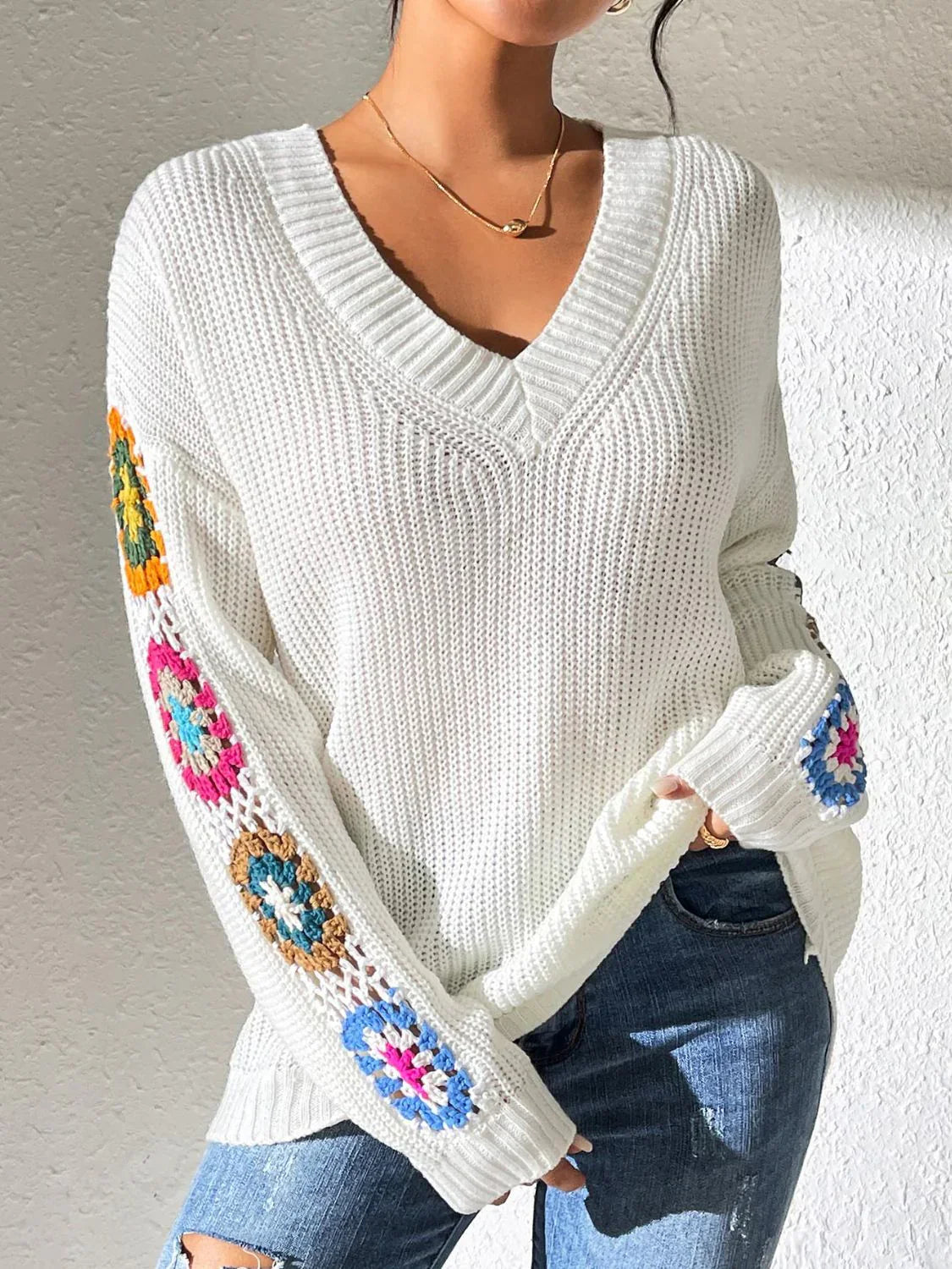 Isa Sweater | Women's Floral V-Neck Sweater