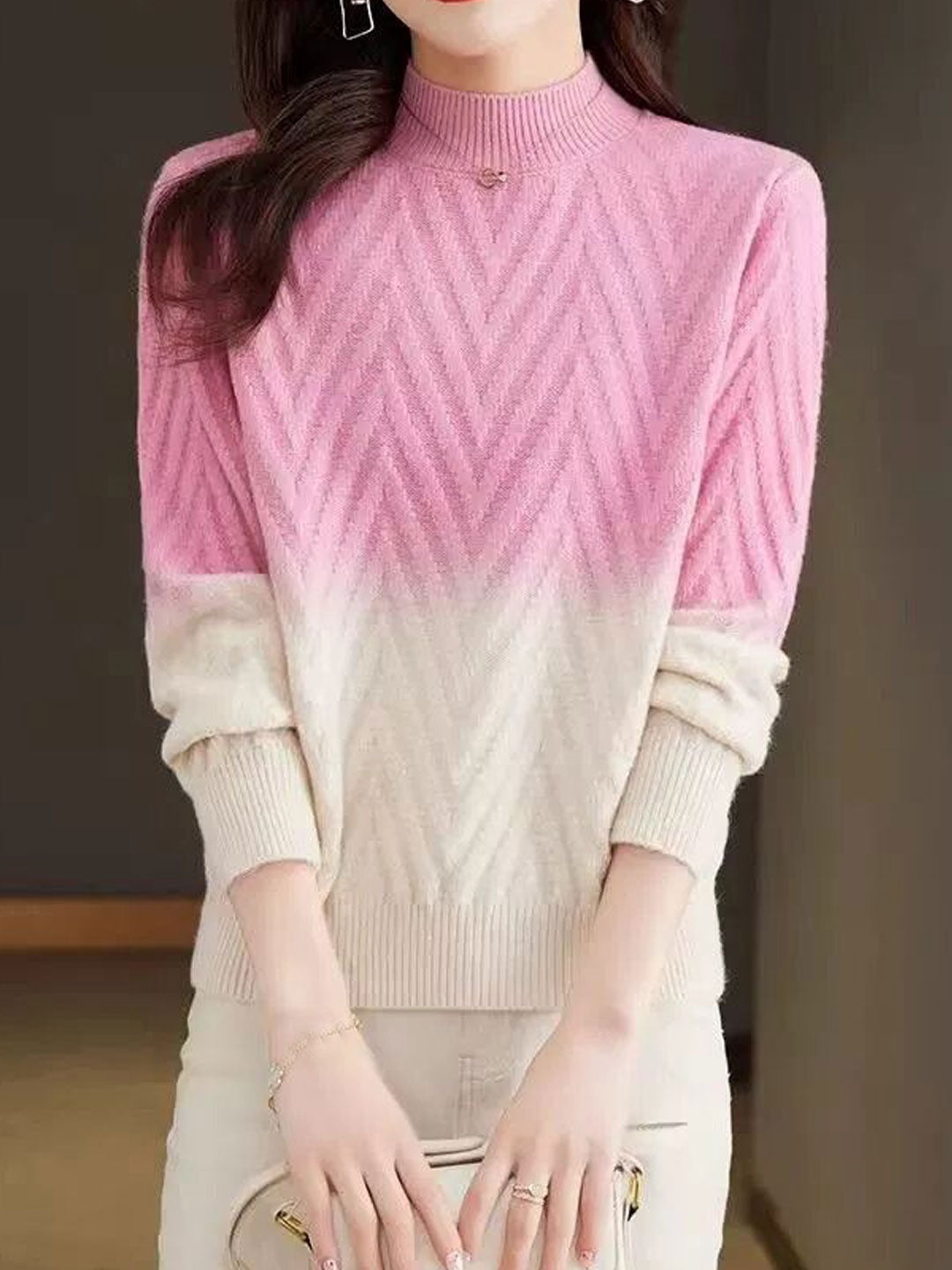 Ilysah Sweater | Classic Ombre Turtleneck Knit Sweater