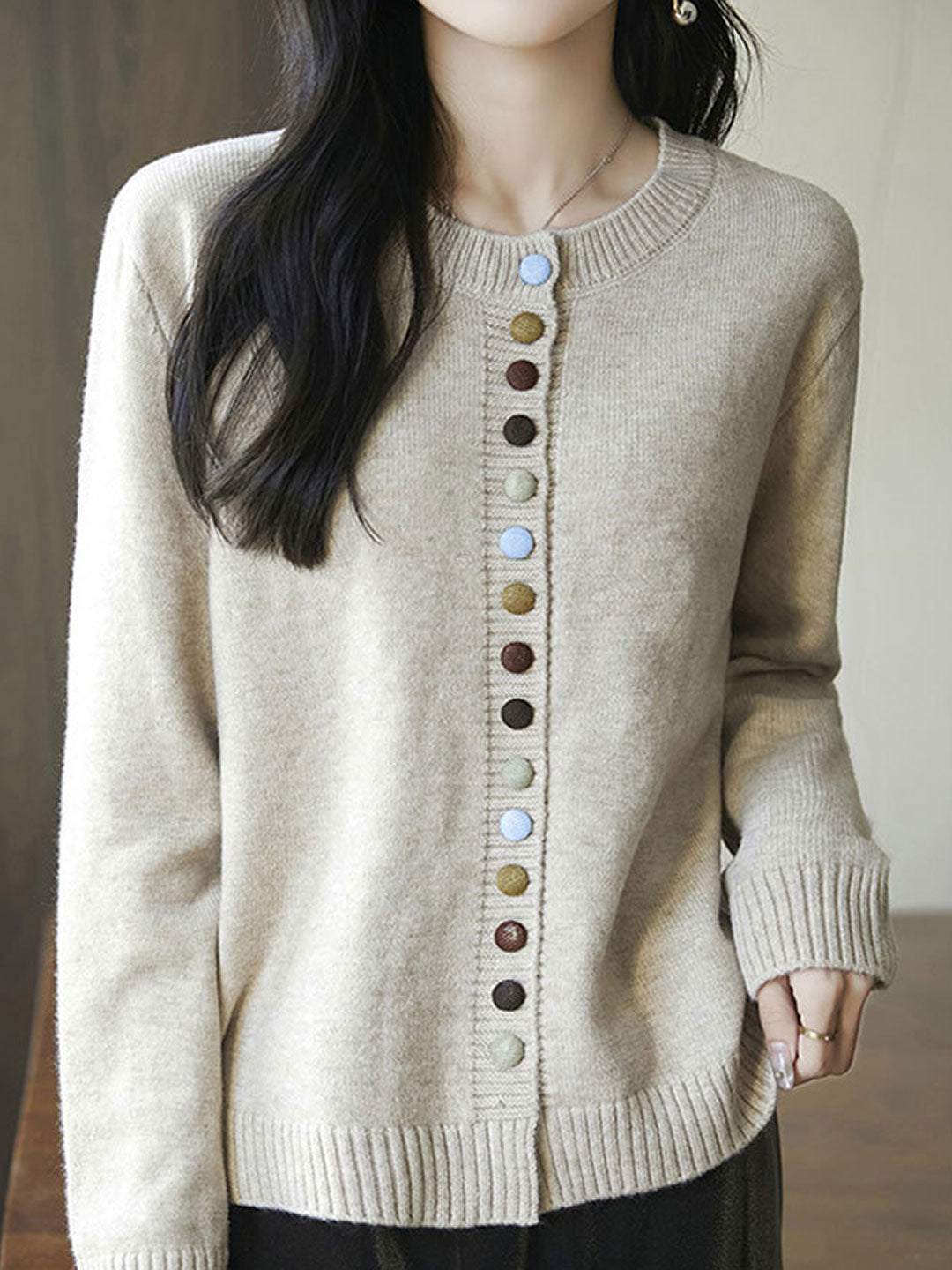 Jane Cardigan | Women's Loose Crew Neck Knitted Cardigan