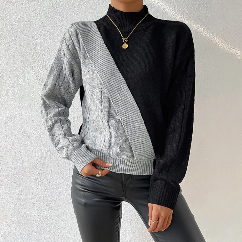 Oliana Jumper | Women's Winter Patchwork Turtleneck Knit Jumper