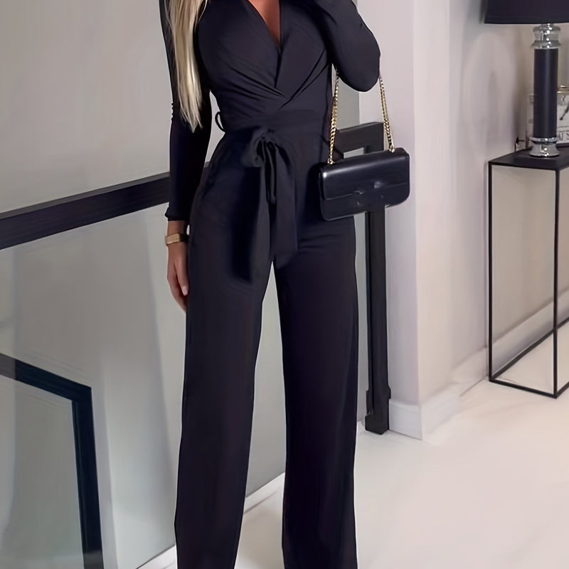 Jade Jumpsuit | Elegant Wide-Leg Jumpsuit with Belted Waist