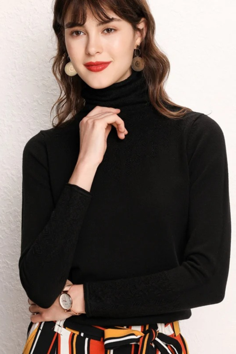 Ivy Turtleneck | Cozy Jacquard Fleece Women's Turtleneck Sweater