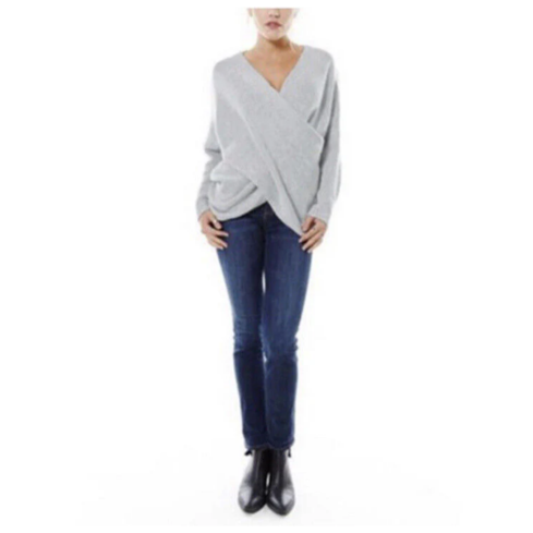 Fiadh Wrap Sweater | Ribbed V-Neck with Long Sleeves