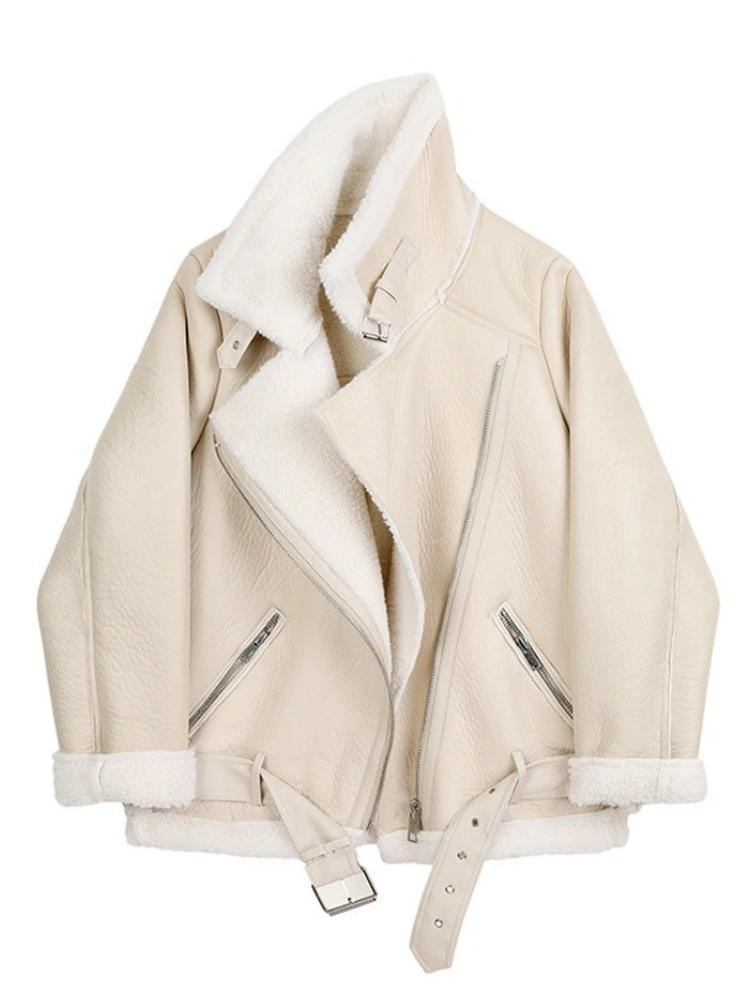 Hattie Jacket | Sherpa-Lined Faux Leather Biker Jacket