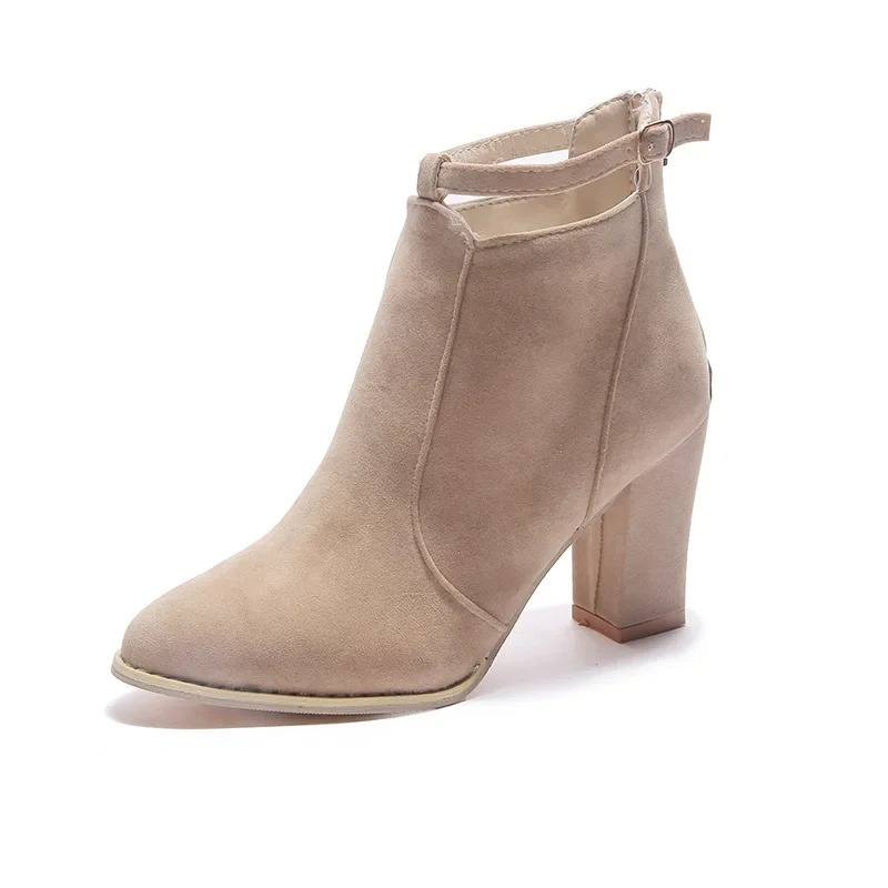 Helen Boots | Women's Buckled High Block Heel Boots