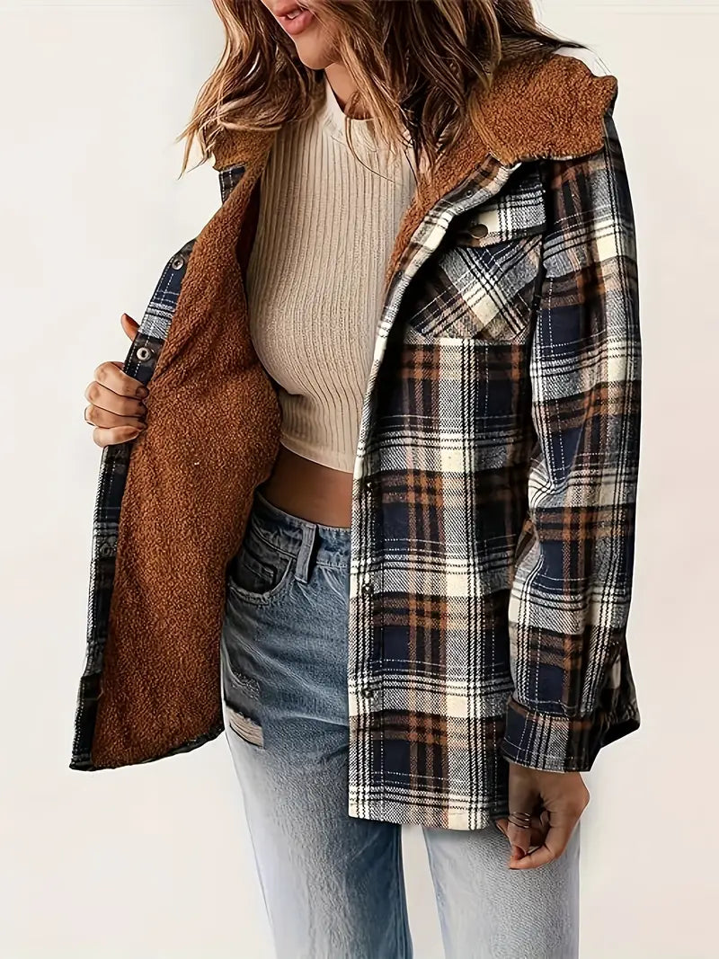 Kaiden Jacket | Plaid Zip-Up Hooded Jacket for Women