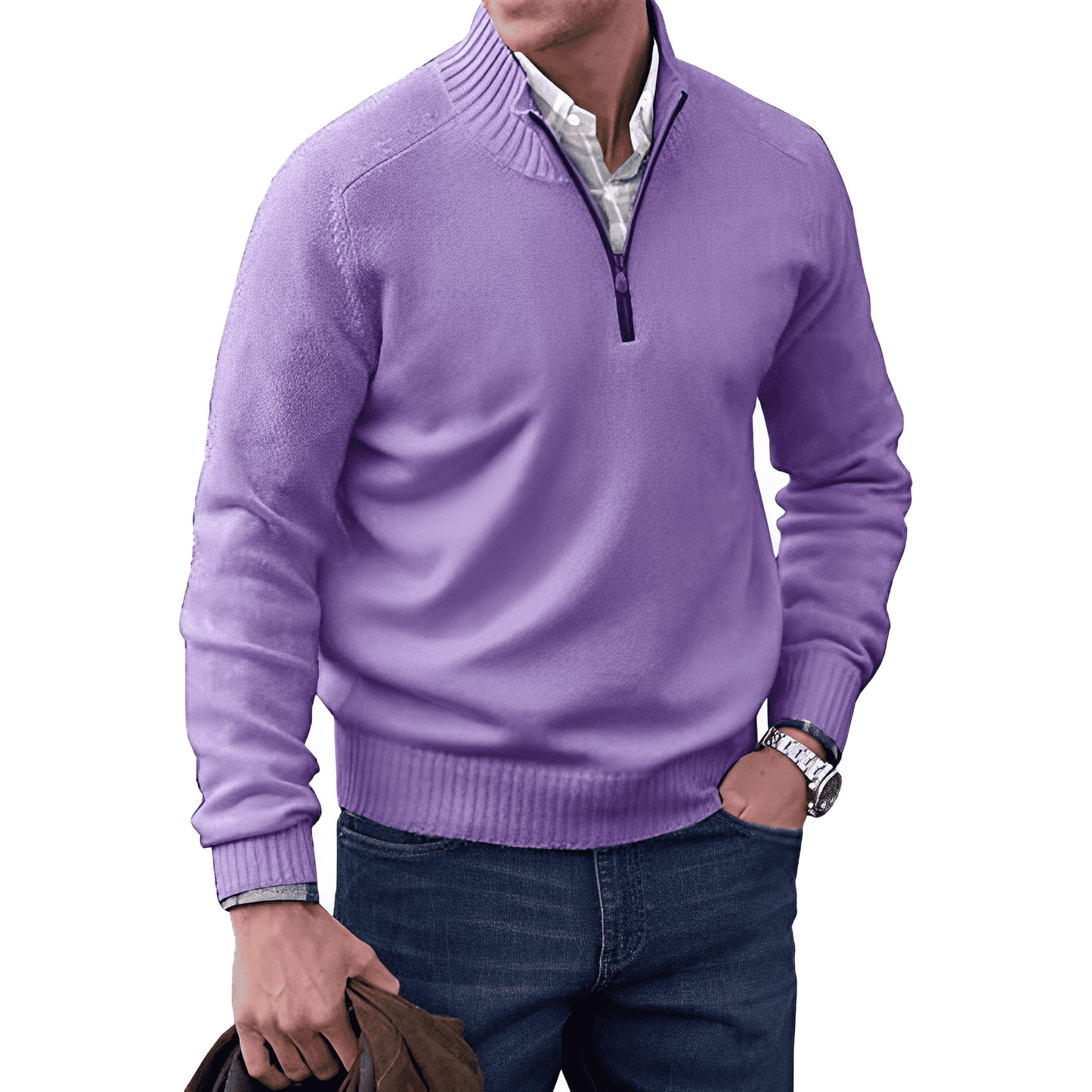 Faelan Men's Sweater | Cashmere Quarter Zip Pullover