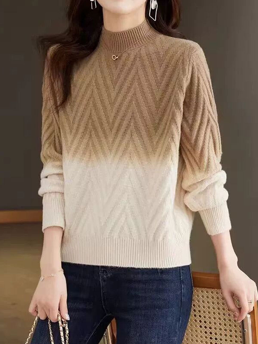 Ilysah Sweater | Classic Ombre Turtleneck Knit Sweater