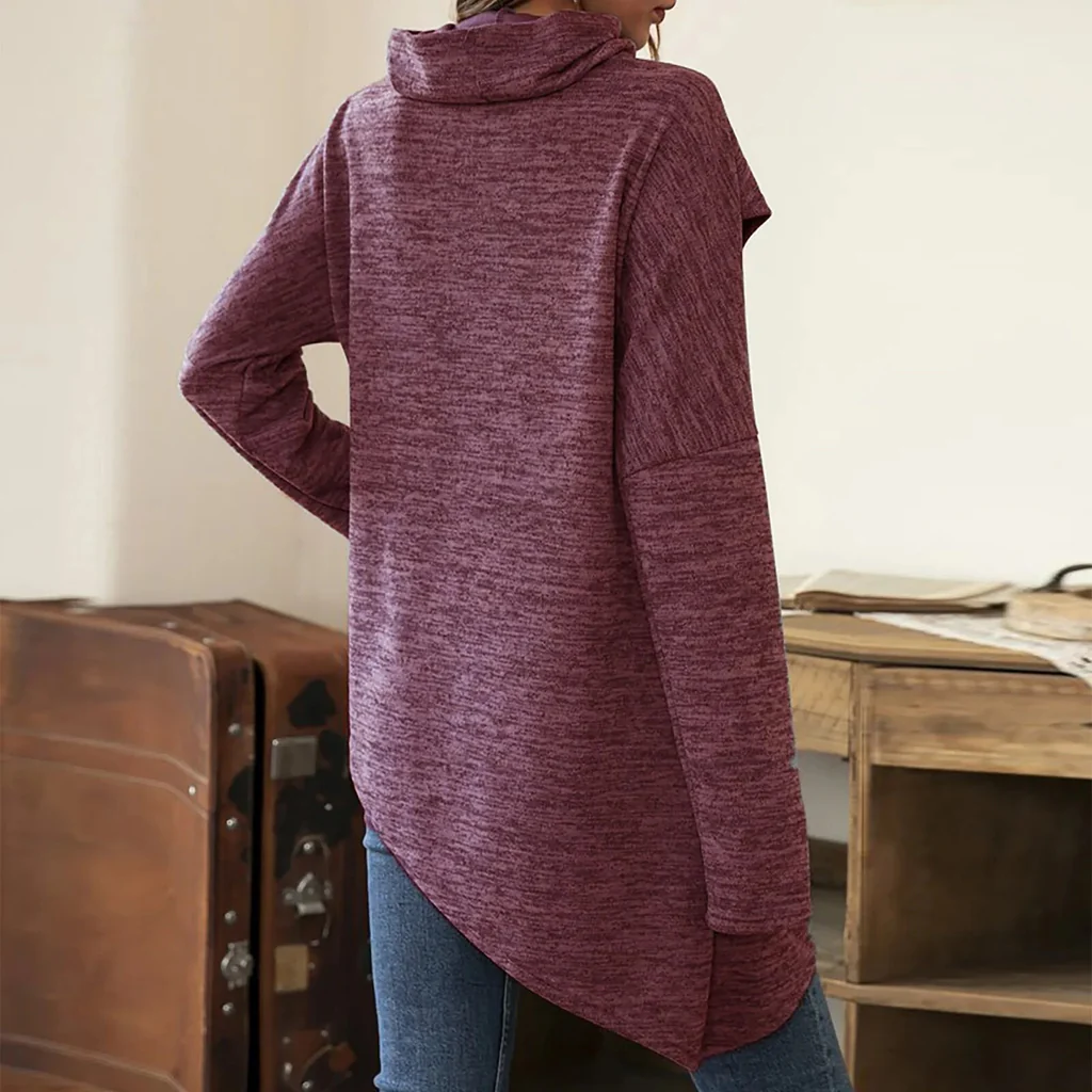 Fawn Turtleneck Sweater | Asymmetric Hem & Casual Fit