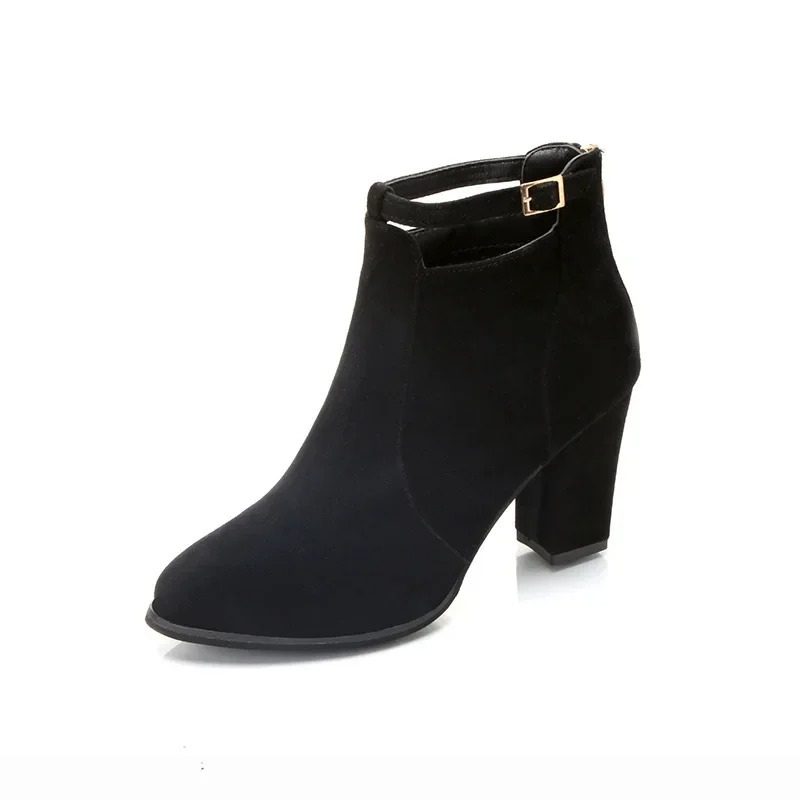 Helen Boots | Women's Buckled High Block Heel Boots