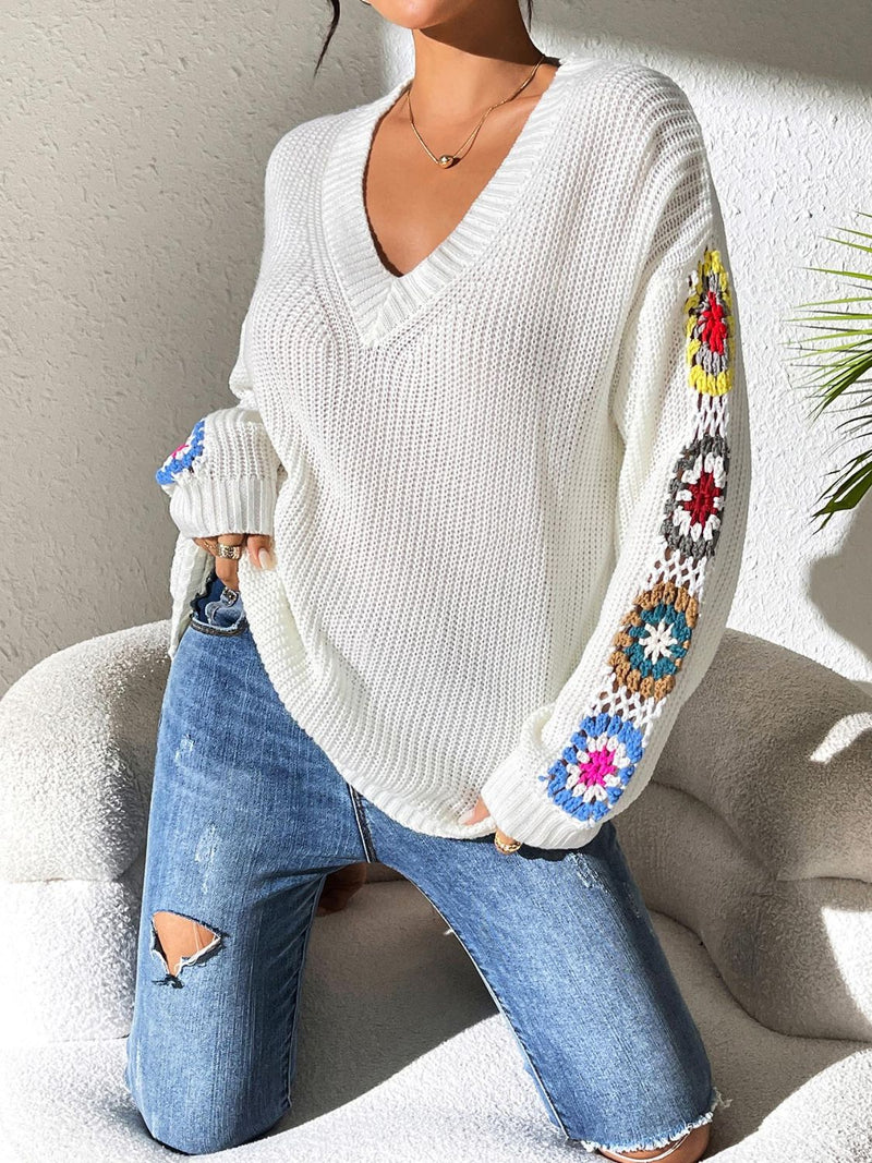 Isa Sweater | Women's Floral V-Neck Sweater