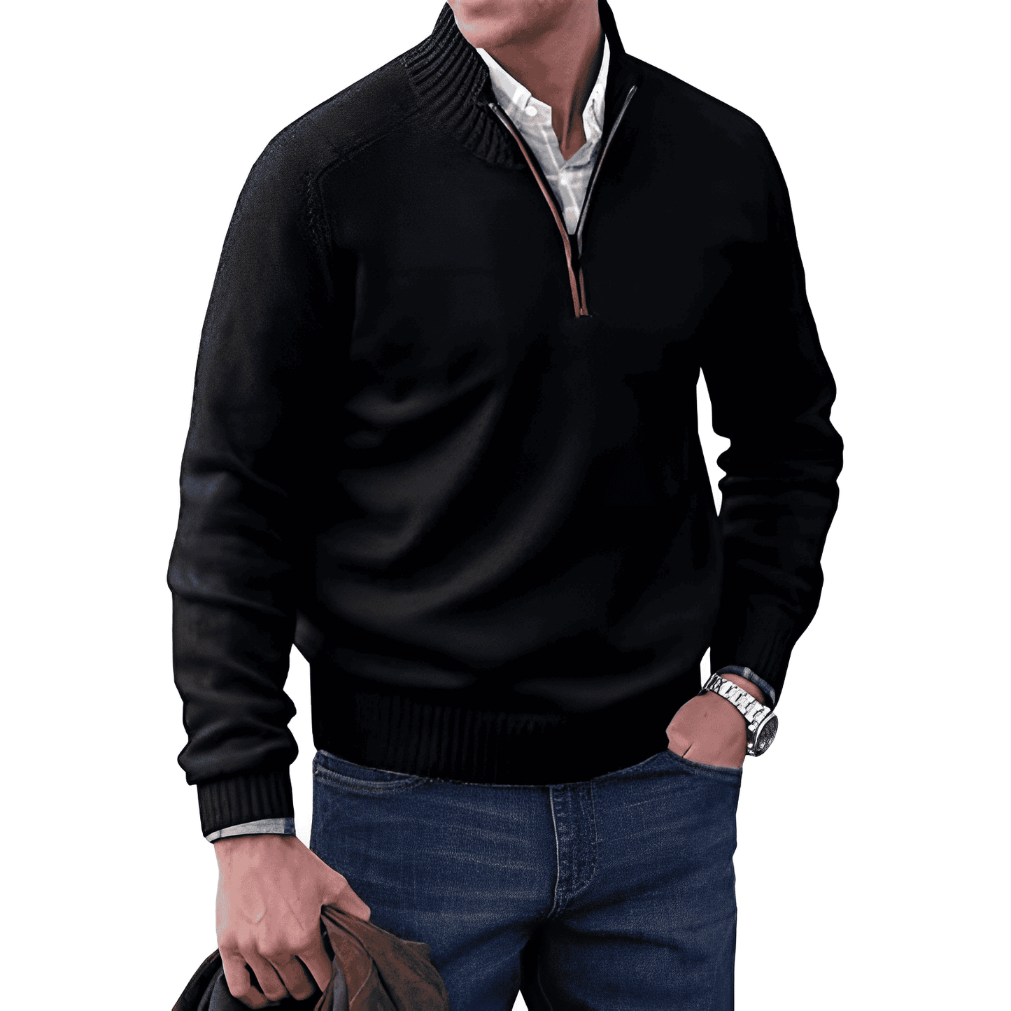 Faelan Men's Sweater | Cashmere Quarter Zip Pullover