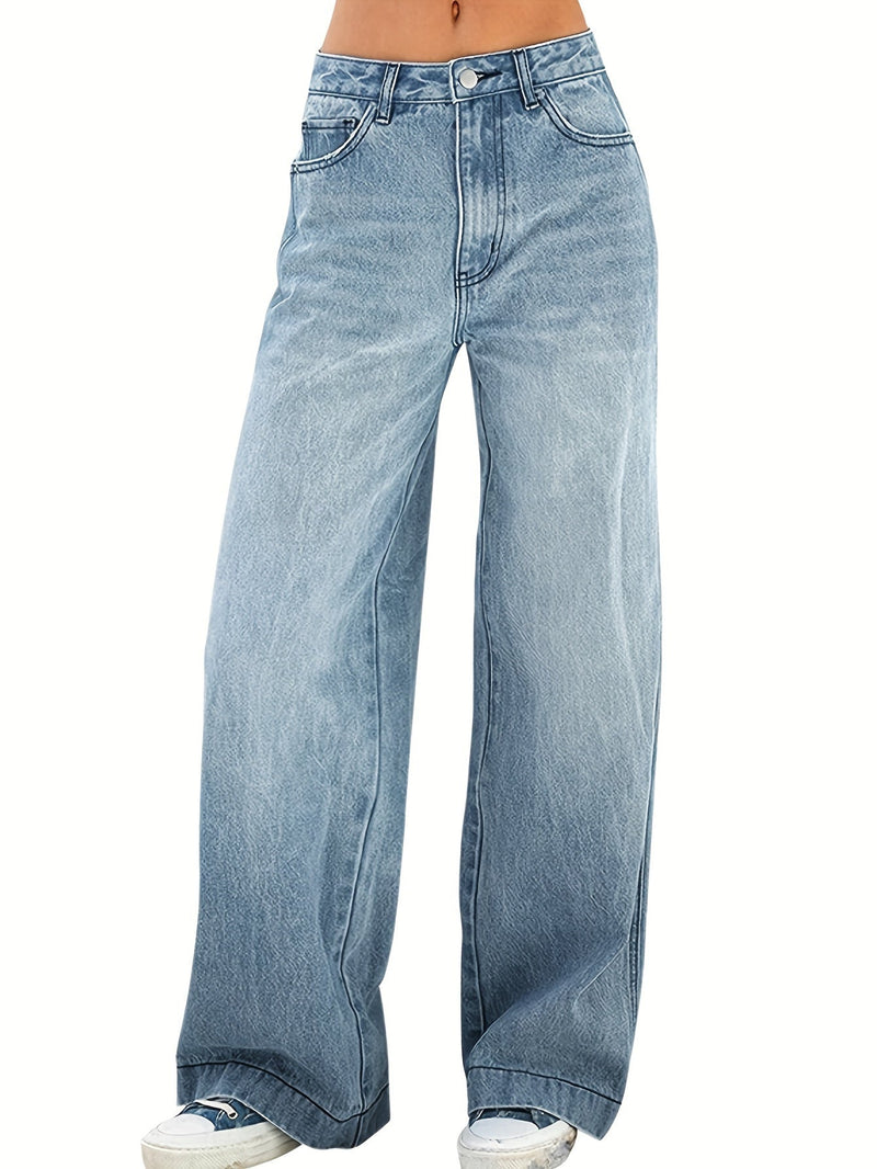 Josie Jeans | Washed Blue Wide-Leg Denim Jeans