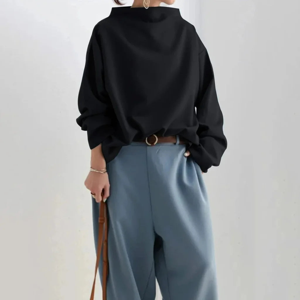 Pepita Top | Women's Autumn Minimalist Loose-Fit Long Sleeve Top