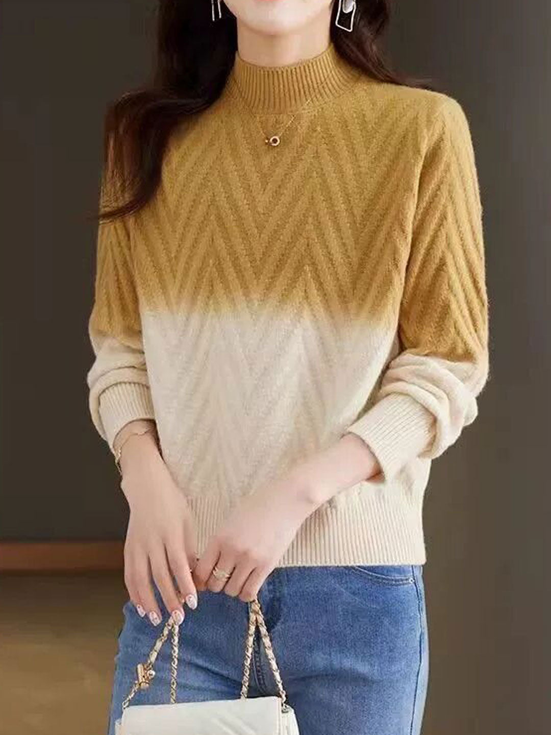 Ilysah Sweater | Classic Ombre Turtleneck Knit Sweater