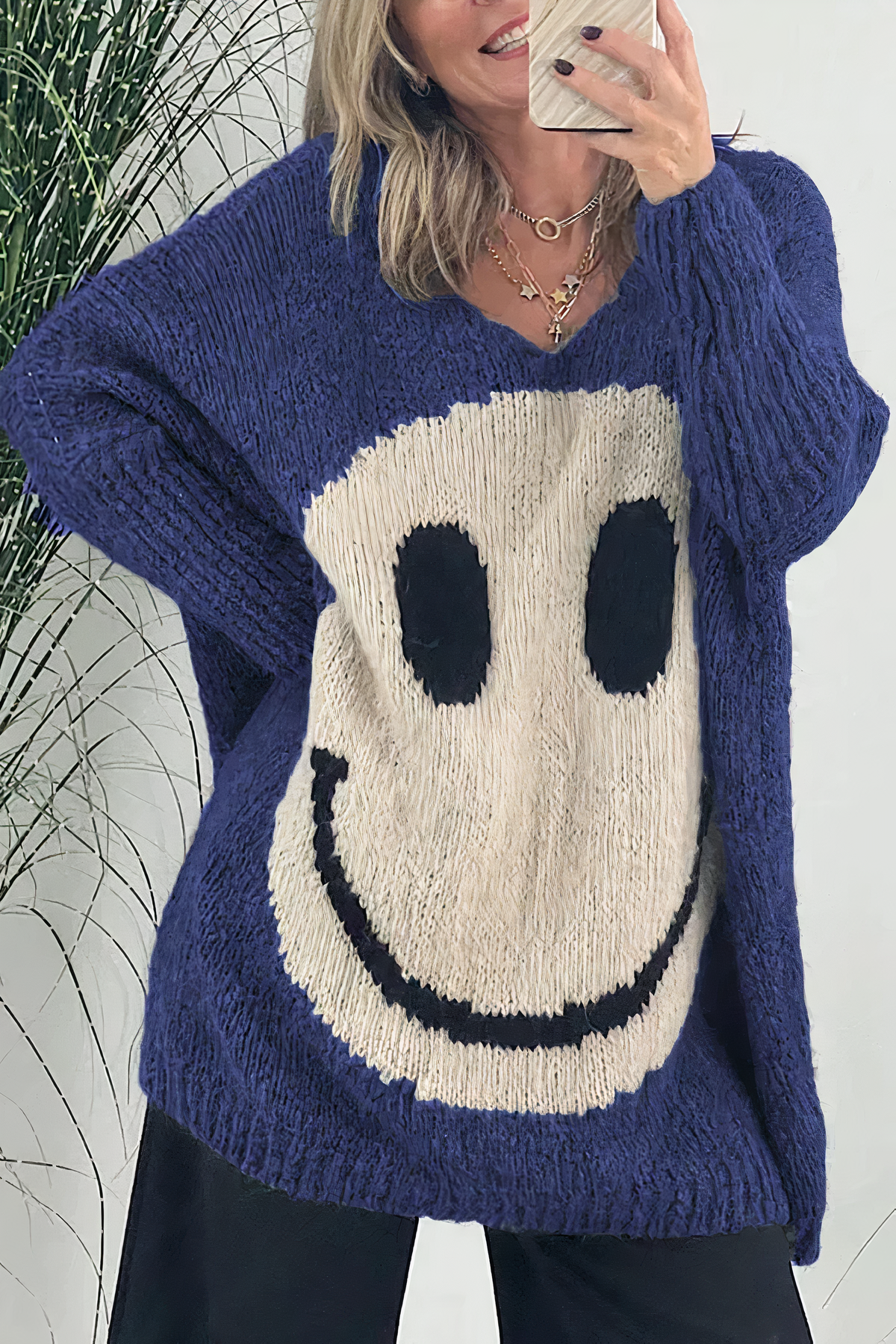 Inha Sweater | Oversized Smiley Knit Sweater