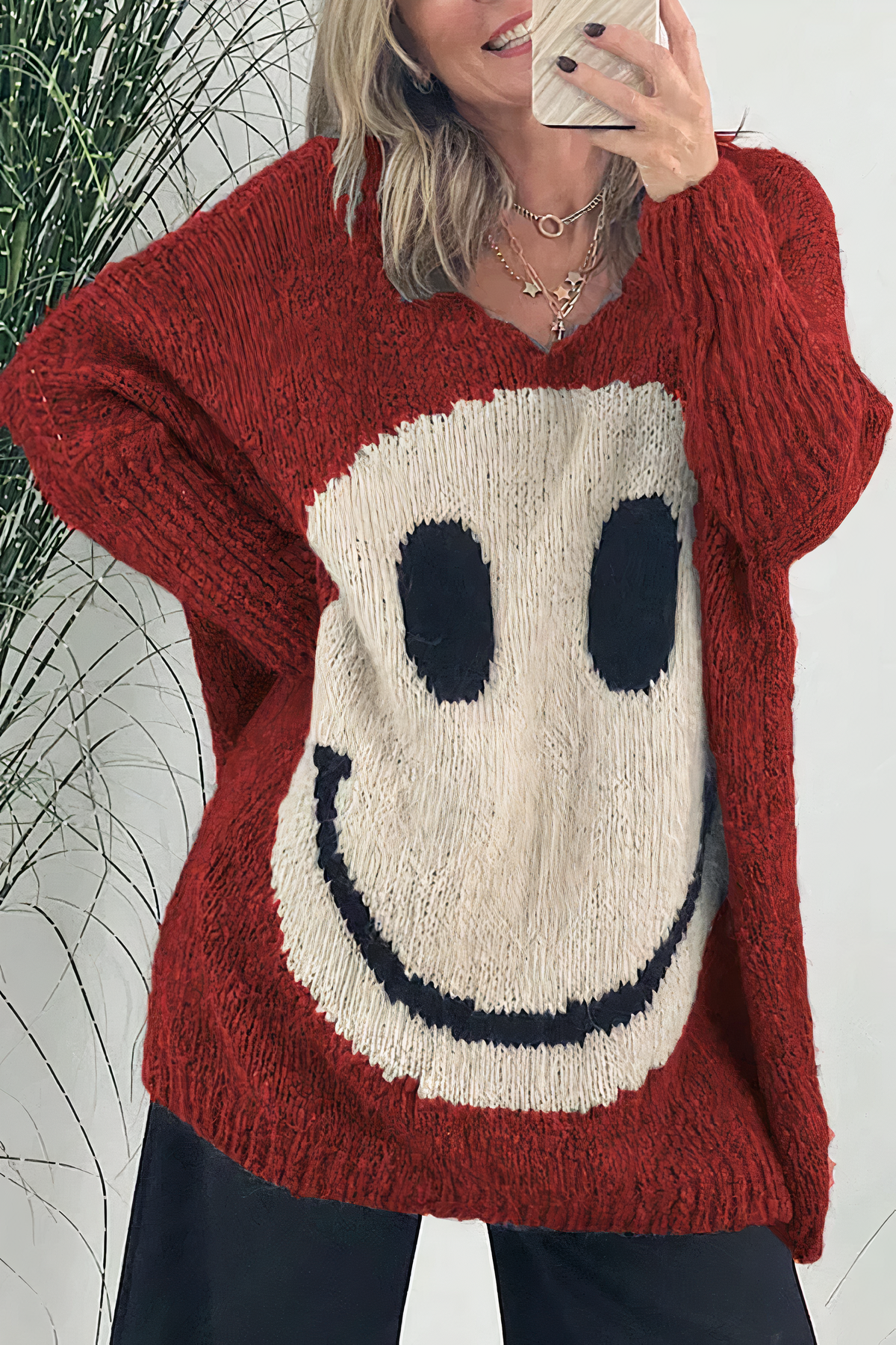 Inha Sweater | Oversized Smiley Knit Sweater