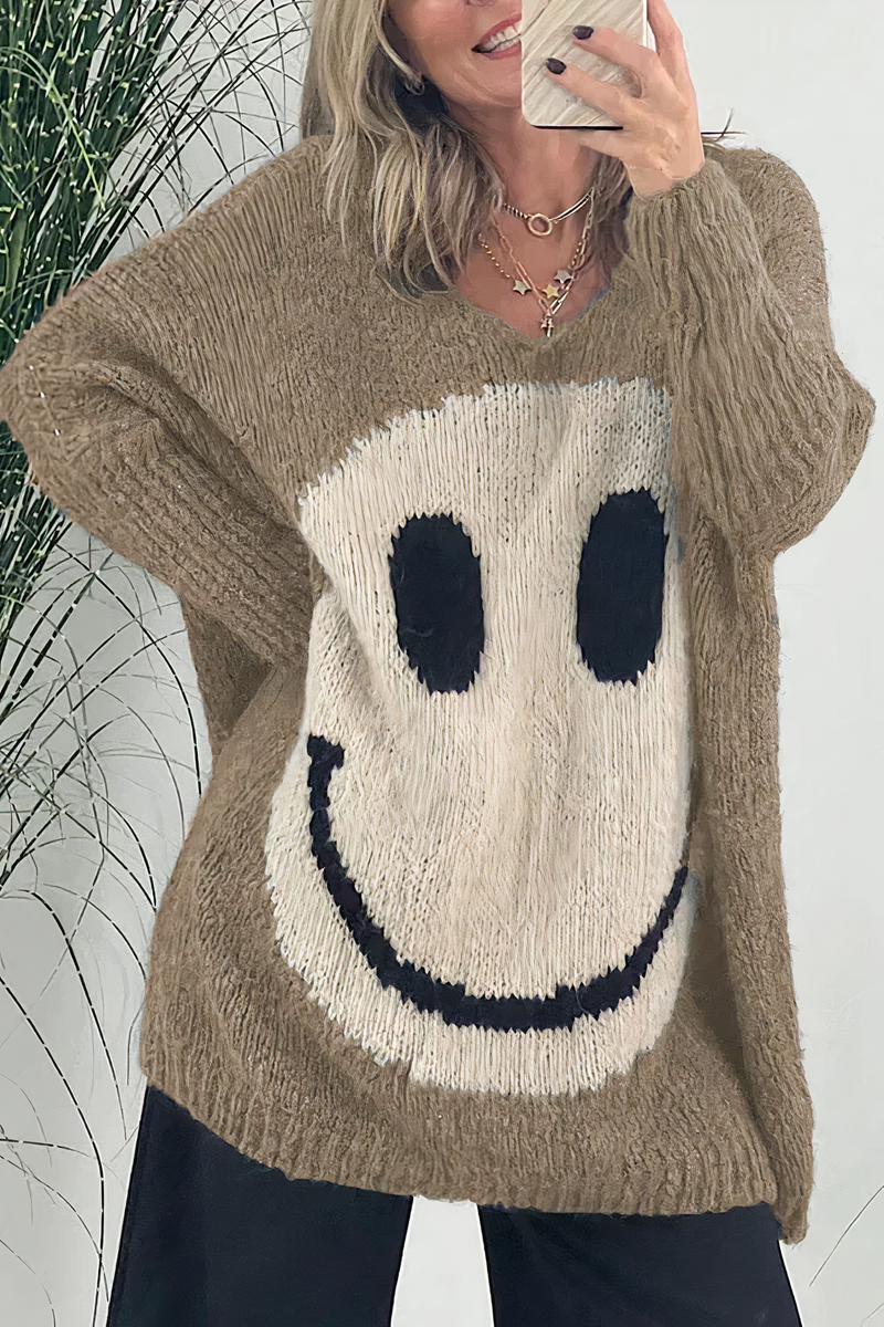 Inha Sweater | Oversized Smiley Knit Sweater