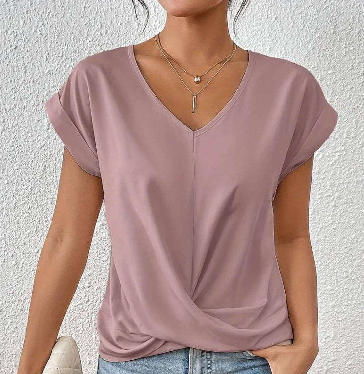 Bridget T-Shirt | Loose-Fit V-Neck Women’s Tee with Crossed Front Detail