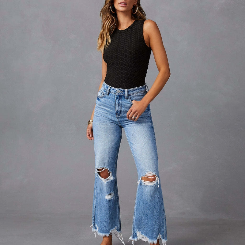 Amalie High Waist Jeans | Distressed Skinny Fit for Women