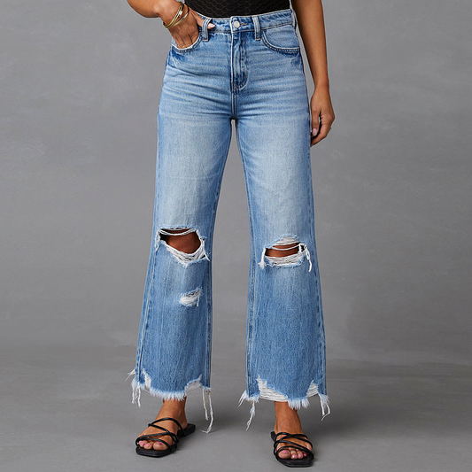 Amalie High Waist Jeans | Distressed Skinny Fit for Women