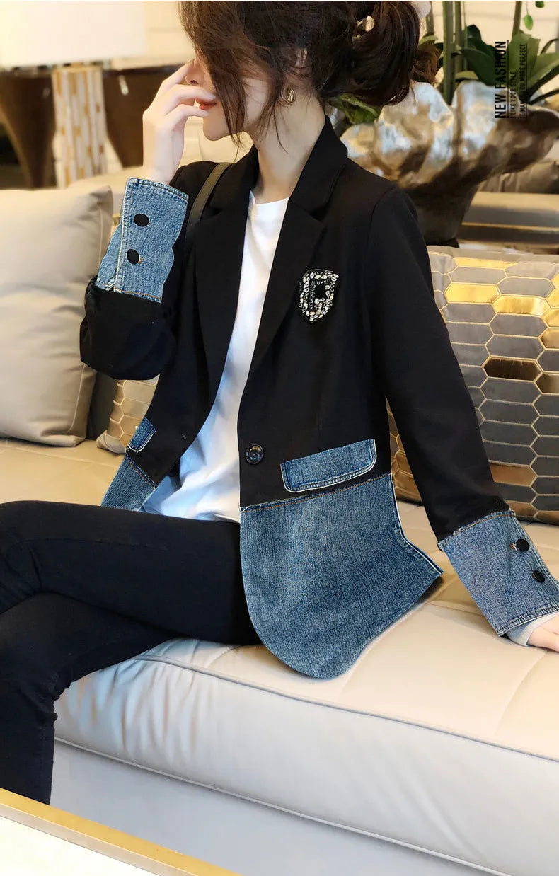 Anna Blazer | Denim Trim Blazer Jacket