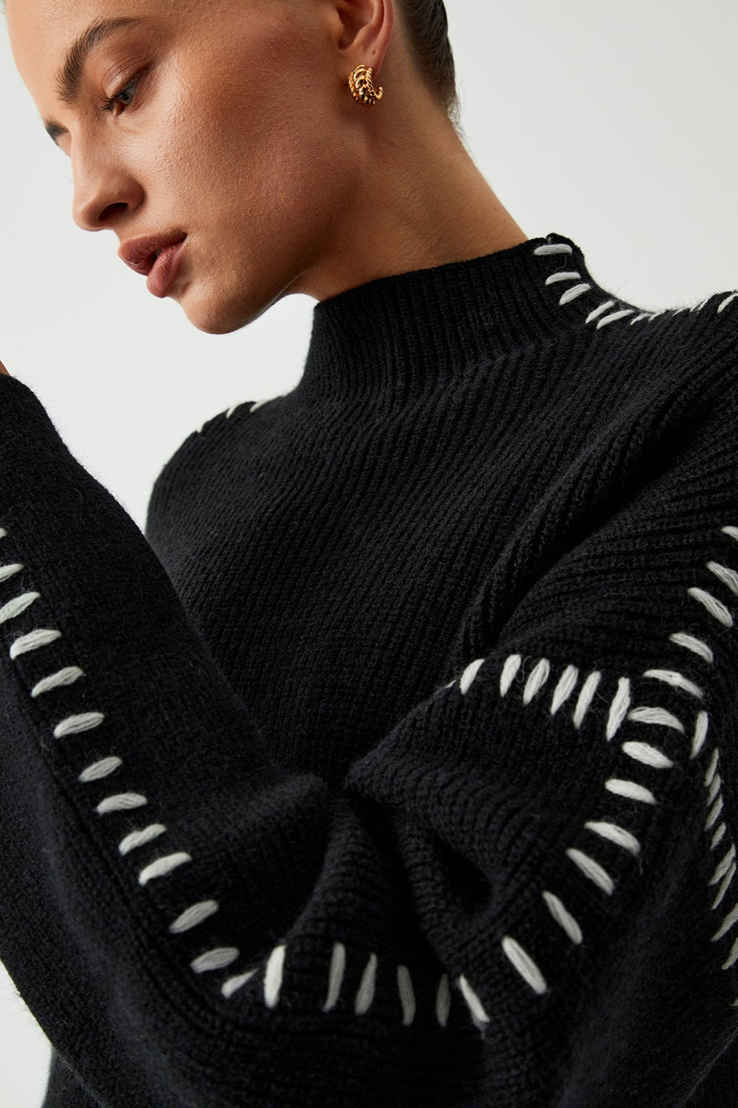 Isabelle Sweater | Turtleneck Sweater with Piqué Details