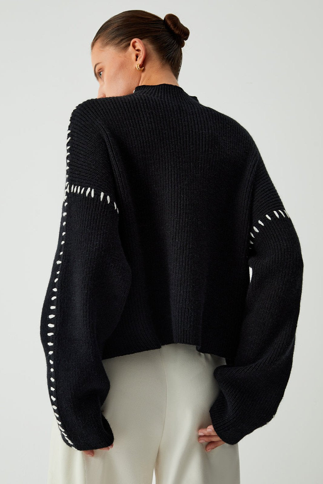 Isabelle Sweater | Turtleneck Sweater with Piqué Details