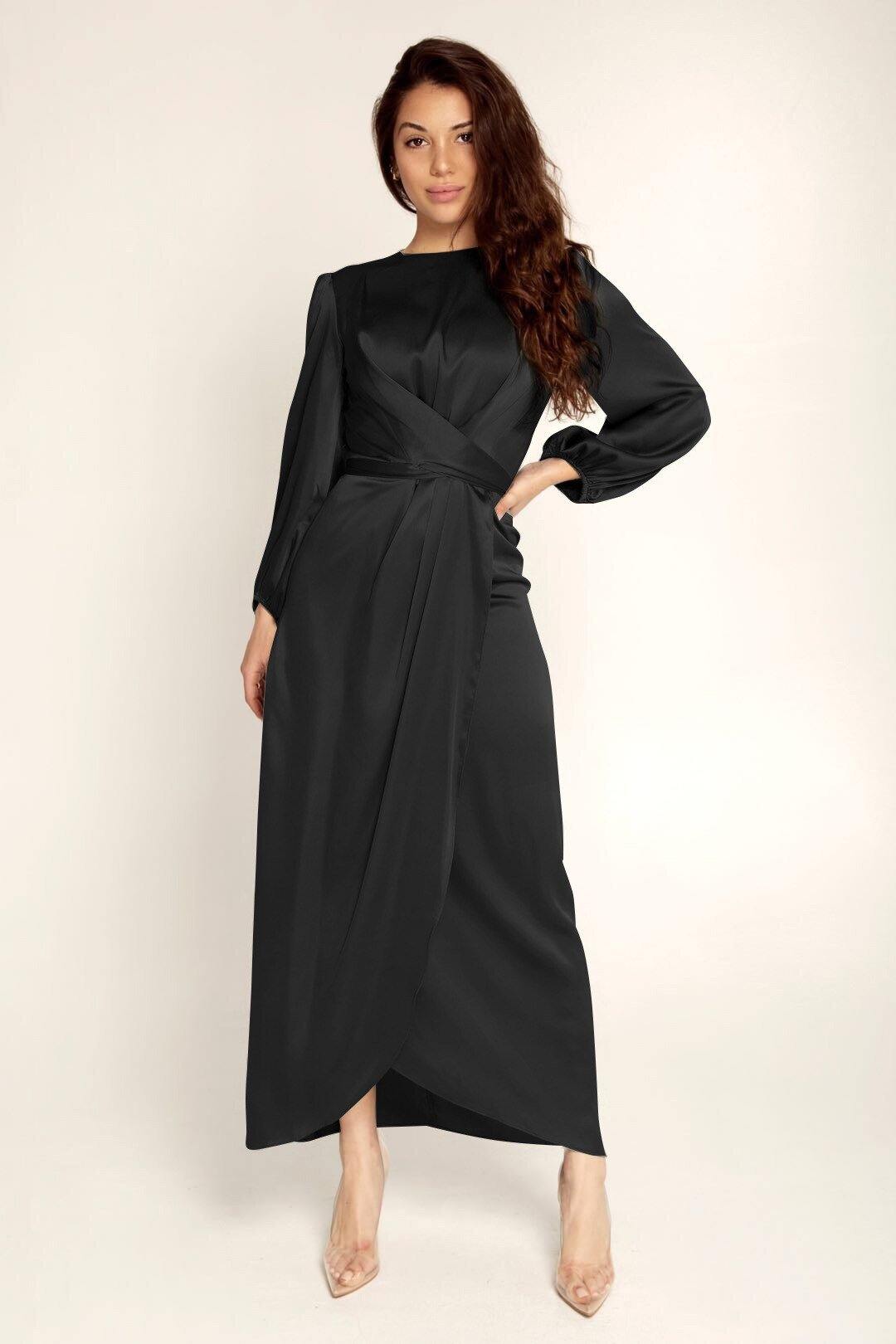 Gianna Dress | Elegant Satin Maxi Dress with Side Slit