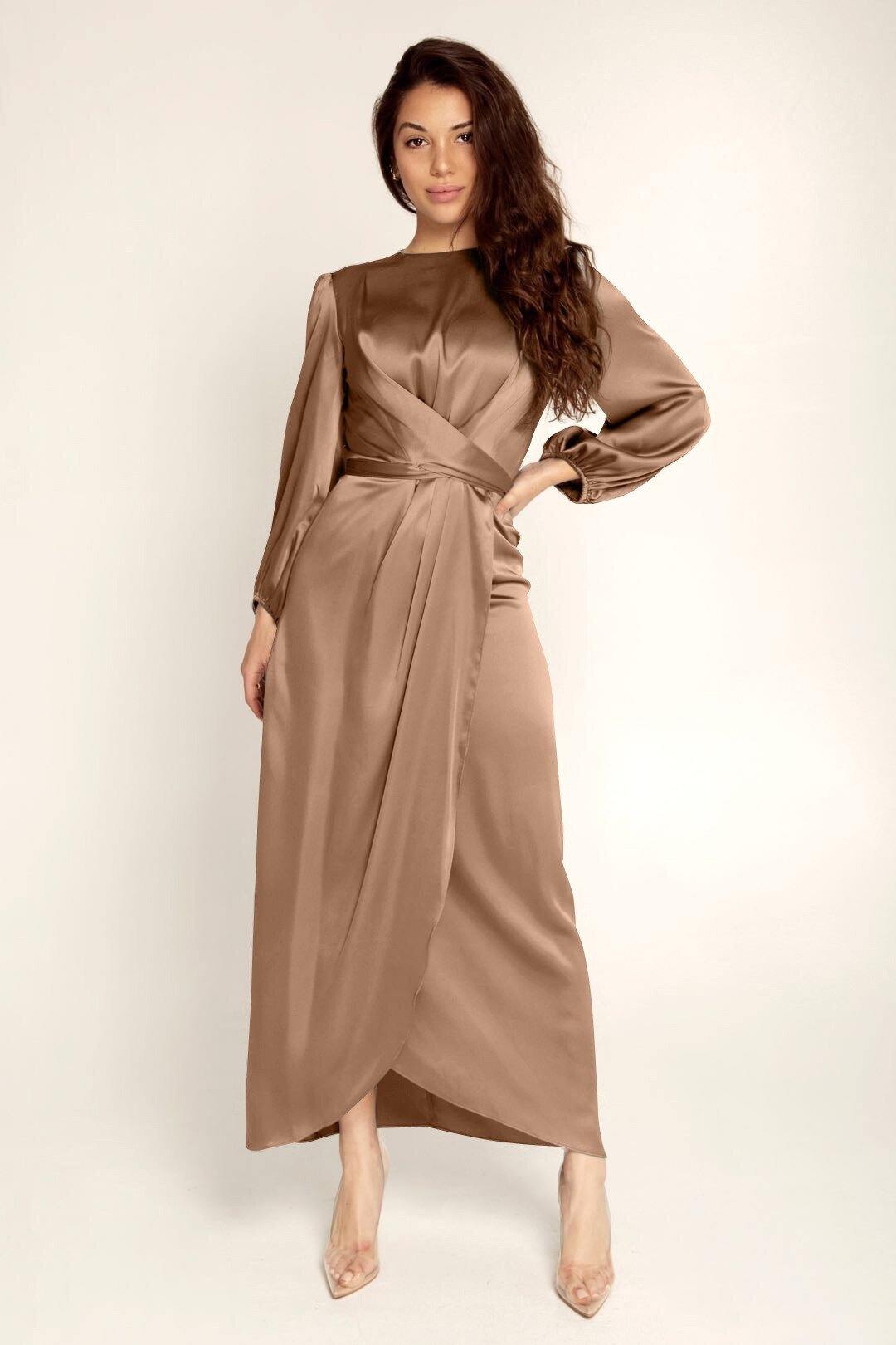 Gianna Dress | Elegant Satin Maxi Dress with Side Slit