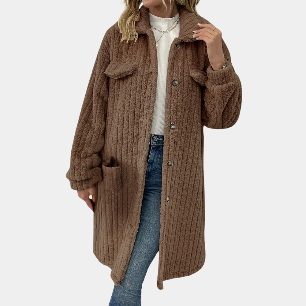 Isadora Coat | Women's Cozy Longline Sherpa Coat