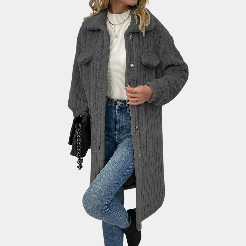 Isadora Coat | Women's Cozy Longline Sherpa Coat