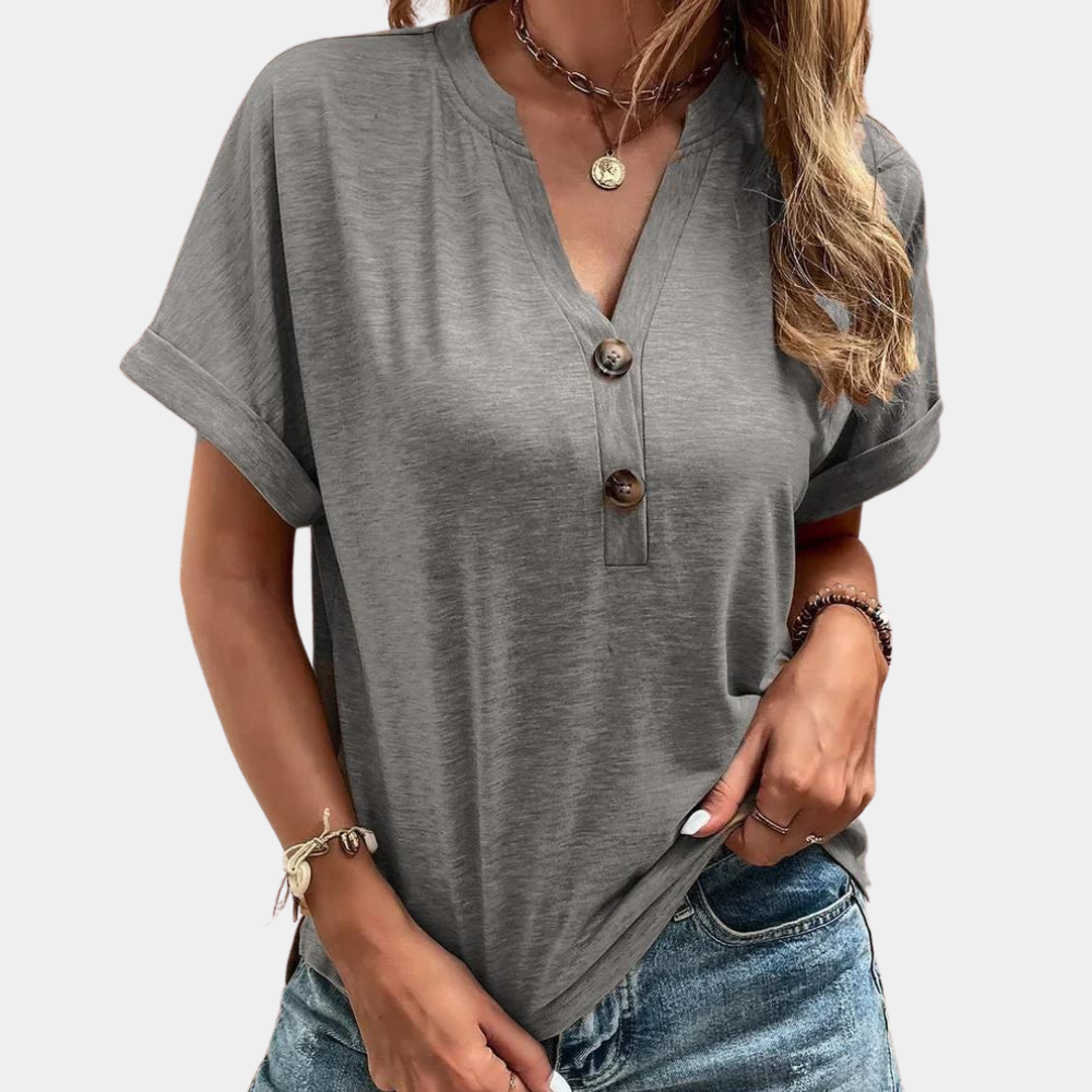 Qira Blouse | Women's Autumn Casual V-Neck Short-Sleeve Blouse