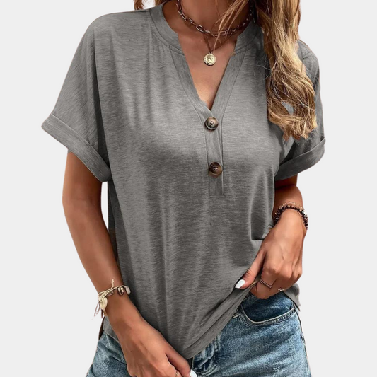 Qira Blouse | Women's Autumn Casual V-Neck Short-Sleeve Blouse