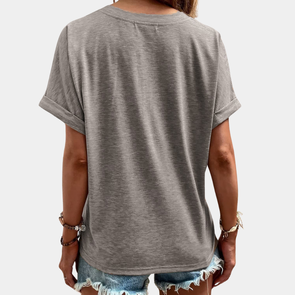 Qira Blouse | Women's Autumn Casual V-Neck Short-Sleeve Blouse