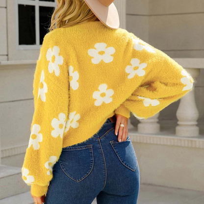 Paquita Cardigan | Women's Autumn Cropped Floral Knit Cardigan