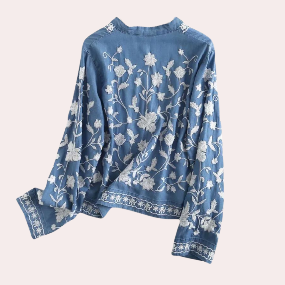 Kiana Blouse | Floral Embroidered Button-Up Blouse for Women