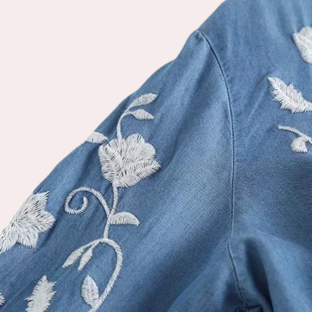 Kiana Blouse | Floral Embroidered Button-Up Blouse for Women