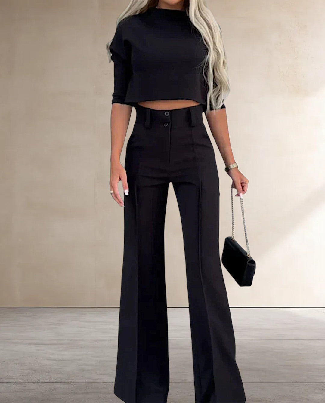 Issie Set | 3/4 Sleeve Top and Wide-Leg Pants Set