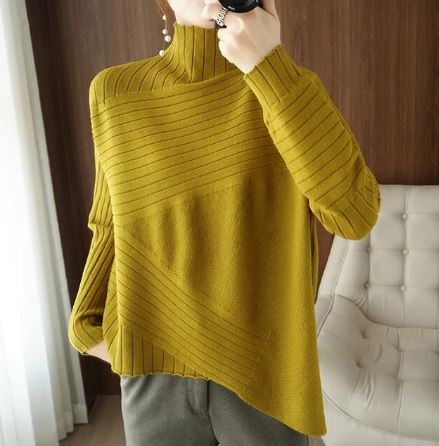 Inja Sweater | Cozy Asymmetric Ribbed Turtleneck Sweater