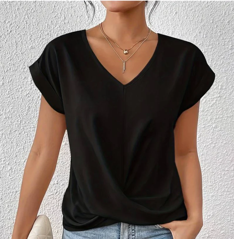 Bridget T-Shirt | Loose-Fit V-Neck Women’s Tee with Crossed Front Detail