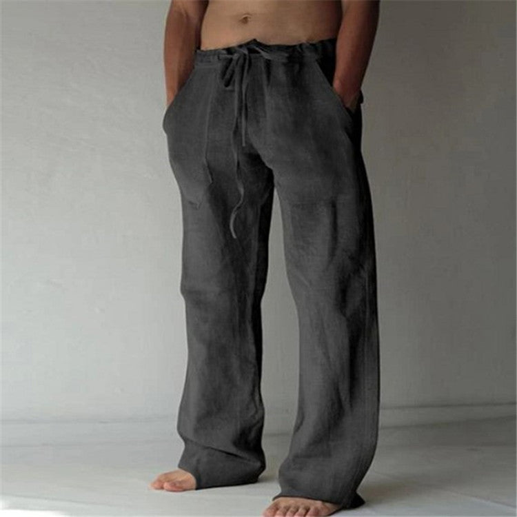 Alexander Linen Trousers | Men’s Wide-Leg Trousers with Drawstring Waist and Relaxed Fit
