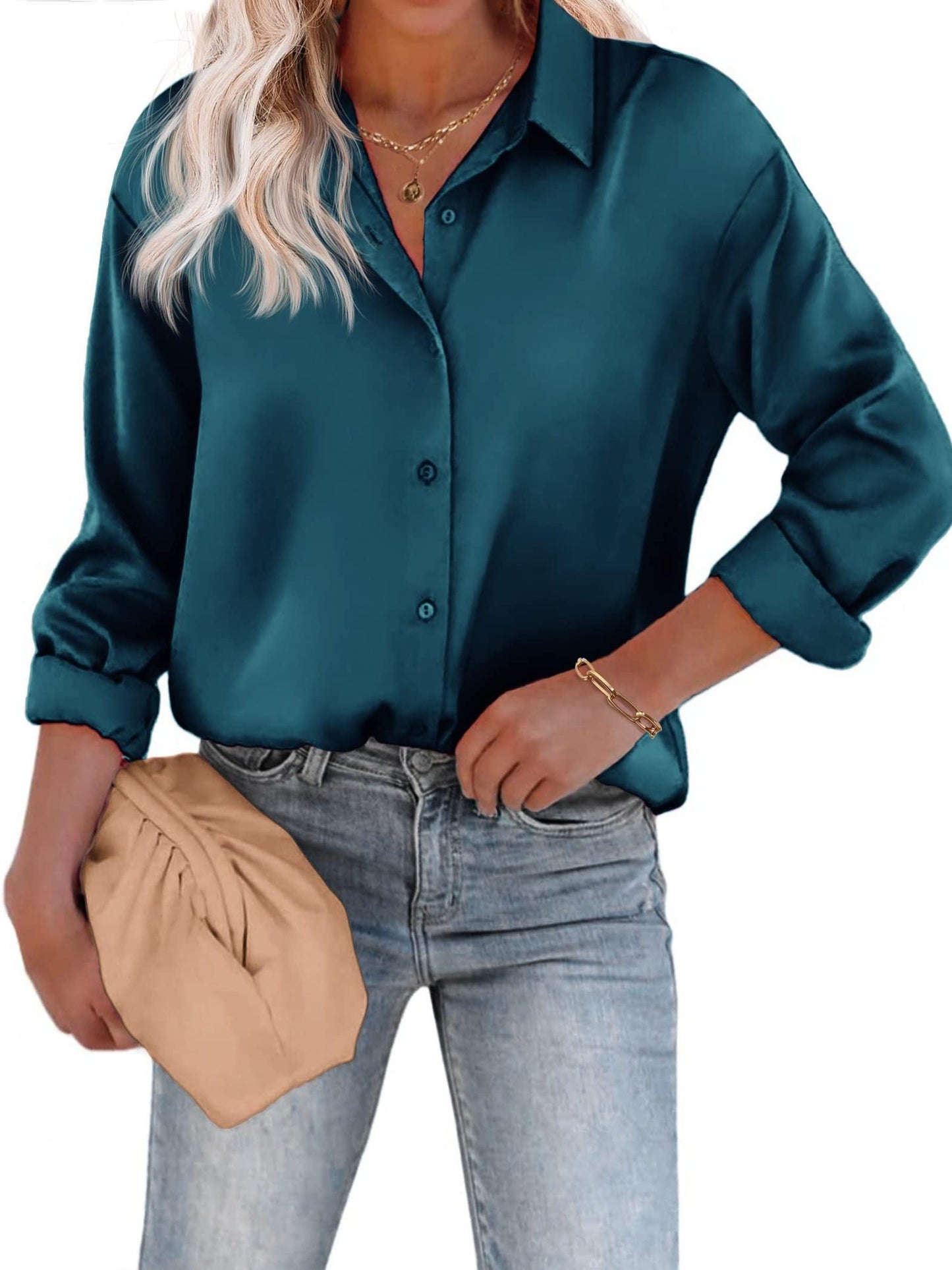 Bay Blouse | Women’s Long Sleeve Blouse with Classic Collar and Flowy Fit
