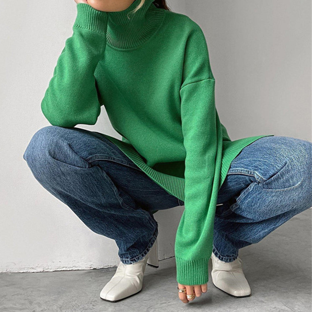 Noelle Jumper | Women's Autumn Oversized Turtleneck Jumper with Side Split