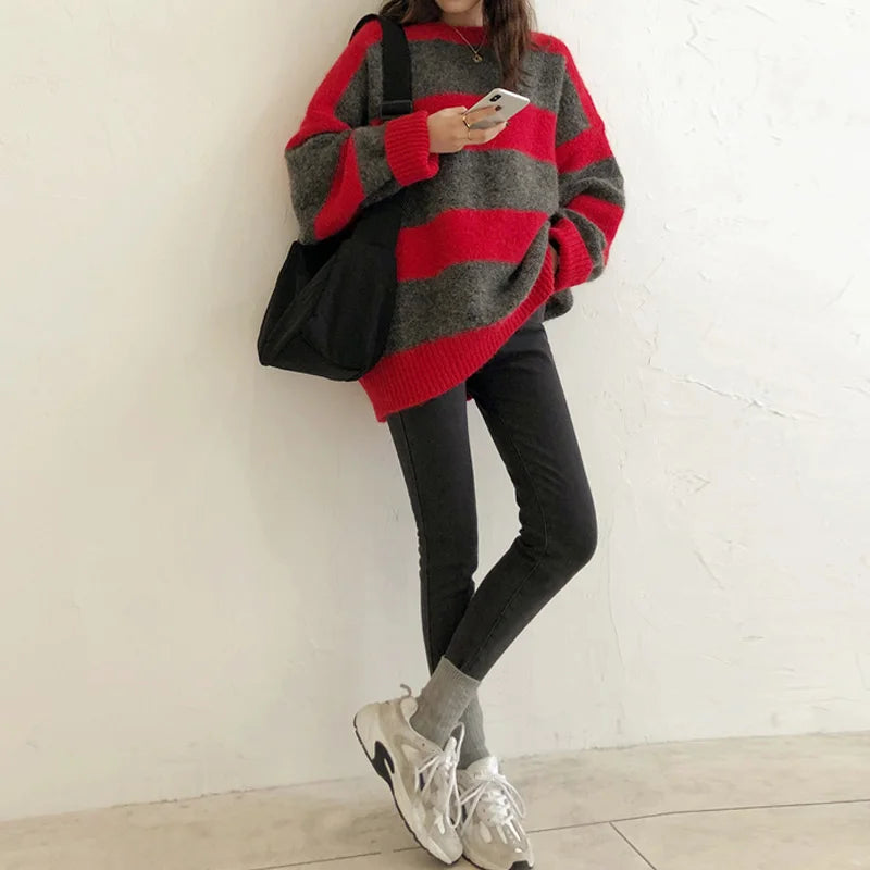Roda Jumper | Women’s Autumn Oversized Striped Knitted Jumper