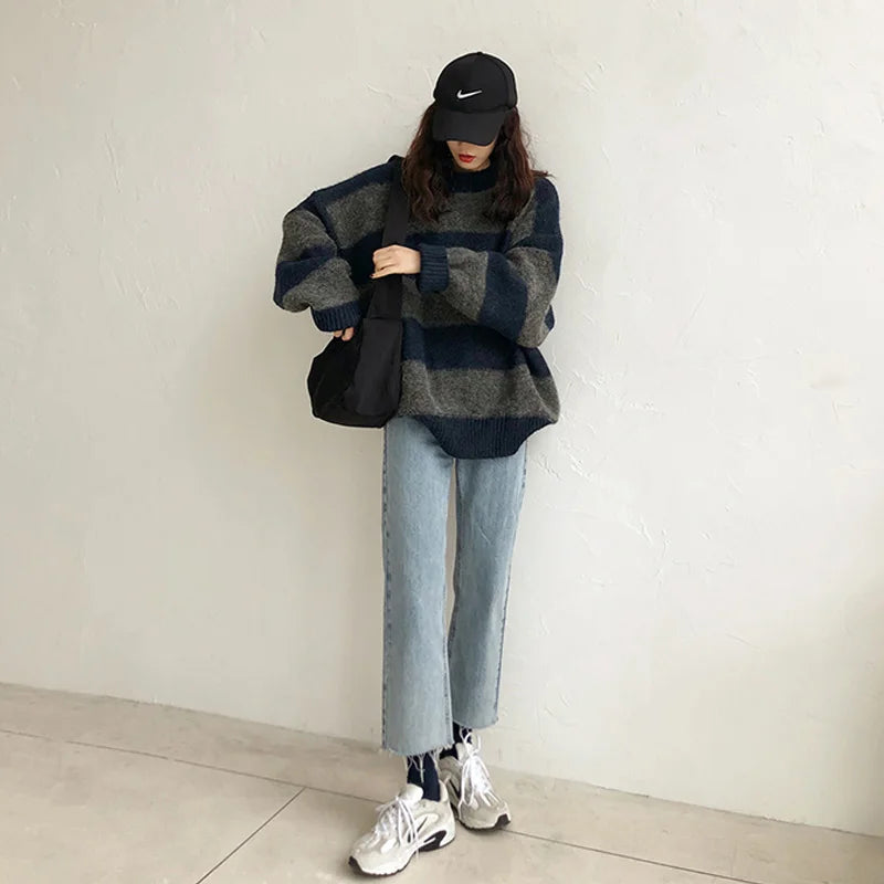 Roda Jumper | Women’s Autumn Oversized Striped Knitted Jumper