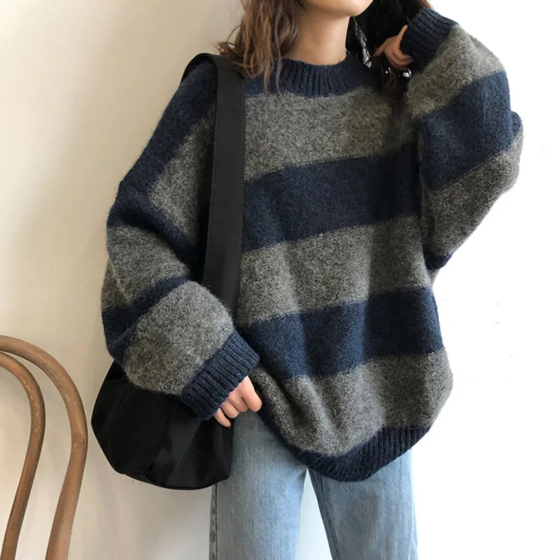 Roda Jumper | Women’s Autumn Oversized Striped Knitted Jumper