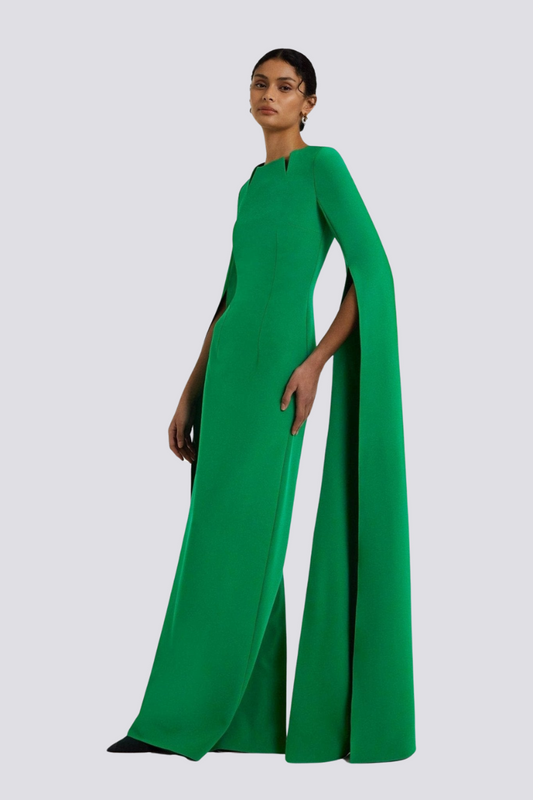 Ida Dress | Long Sleeve Cape Slit Maxi Dress