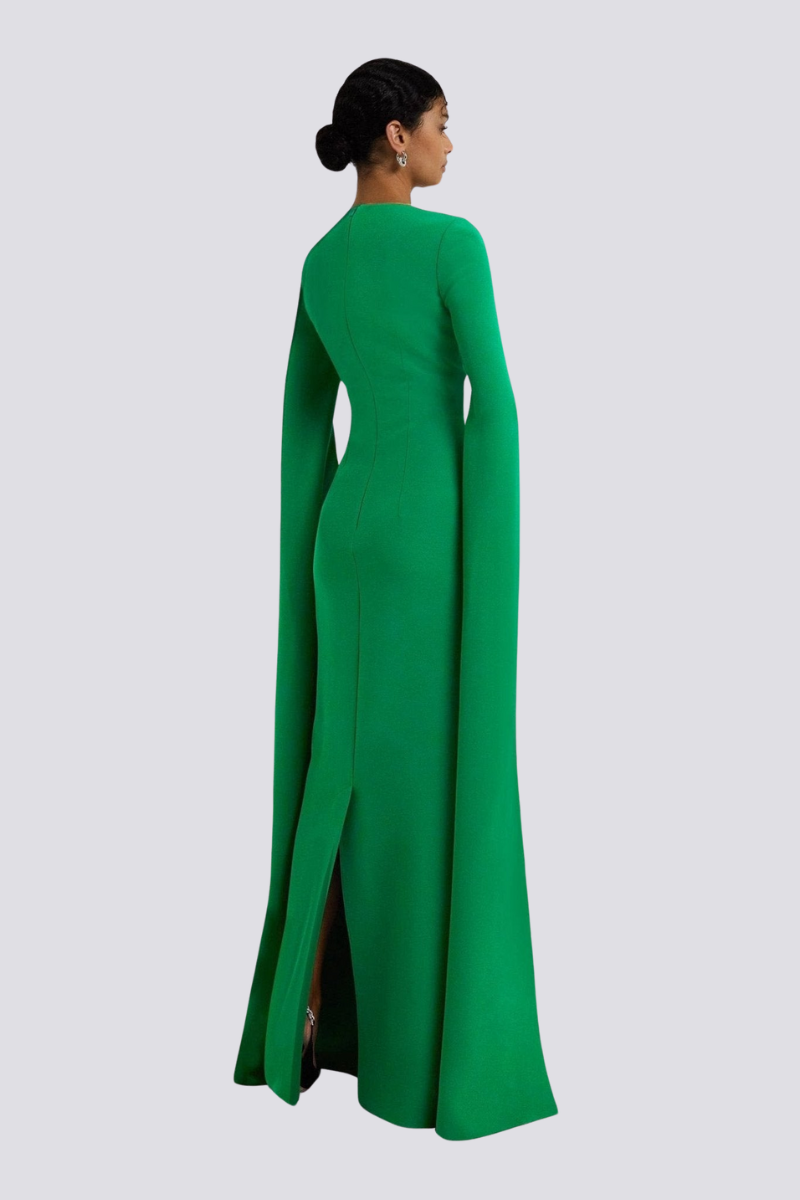 Ida Dress | Long Sleeve Cape Slit Maxi Dress